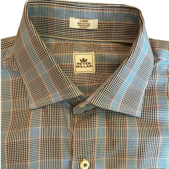 Peter Millar Plaid Button Down Shirt Men’s Large Long Sleeve 100% Cotton - Picture 1 of 7